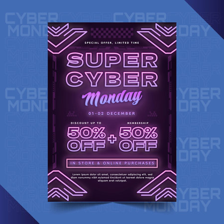 realistic cyber monday poster template design vector illustrationのイラスト素材