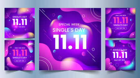 gradient single s day banners collection design vector illustrationのイラスト素材