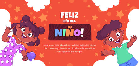 horizontal banner template children s day spanish design vector illustrationのイラスト素材