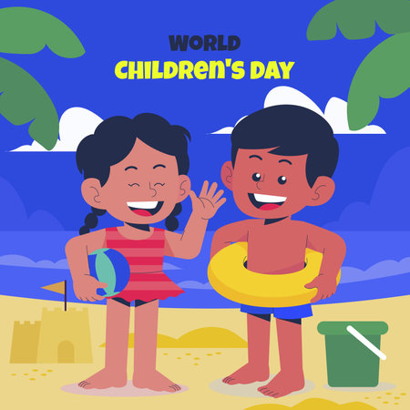 flat world children s day celebration design vector illustrationのイラスト素材
