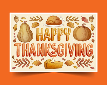 hand drawn text thanksgiving celebration design vector illustrationのイラスト素材