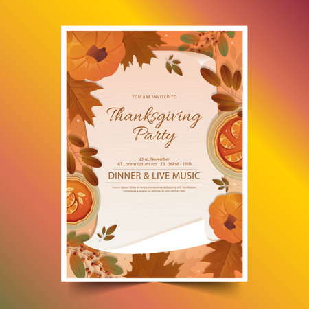 gradient thanksgiving flyer invitation design vector illustrationのイラスト素材