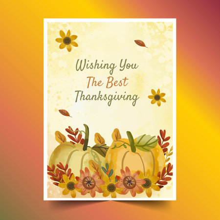 watercolor thanksgiving cards design vector illustrationのイラスト素材