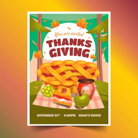 gradient invitation template thanksgiving celebration design vector illustrationのイラスト素材