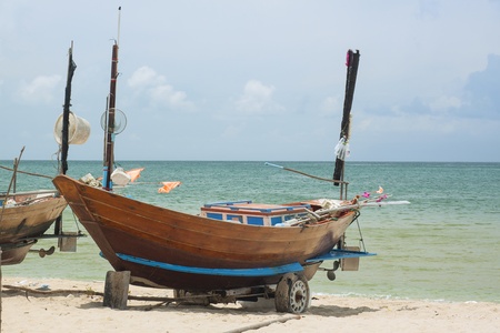 fishing boat on the beachの写真素材