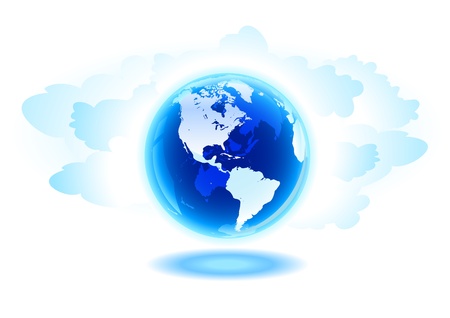 Globe and clouds illustration のイラスト素材