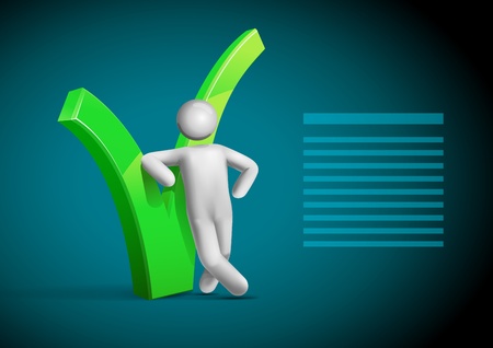 3d man leaning check symbol  Design template のイラスト素材