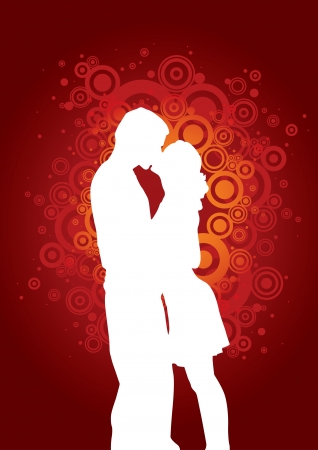 Couple on the circles background のイラスト素材