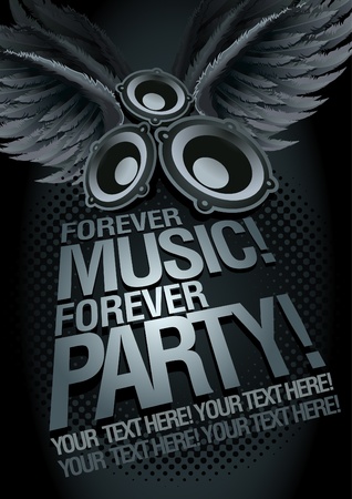 Forever Music Forever Party  Music concept poster template  のイラスト素材