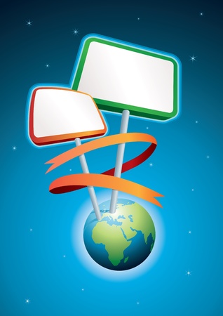 Pan cards on globe illustration のイラスト素材
