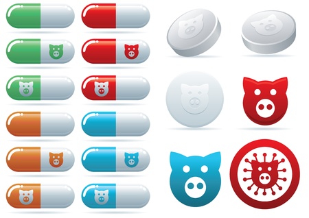 Swine flu  illustration icon set のイラスト素材