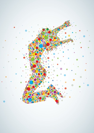Active jumping girl with colorful circles のイラスト素材
