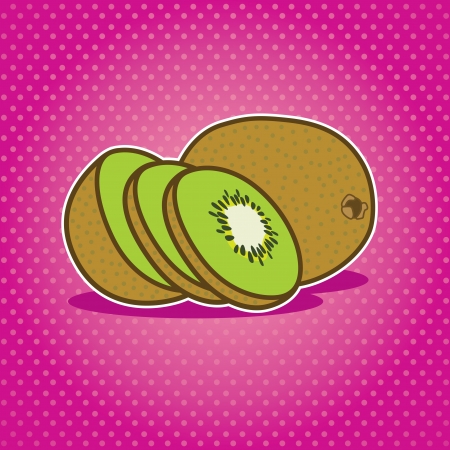 Fresh kiwi on dotted background のイラスト素材