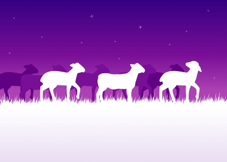 lambs travelling in the violet nightのイラスト素材