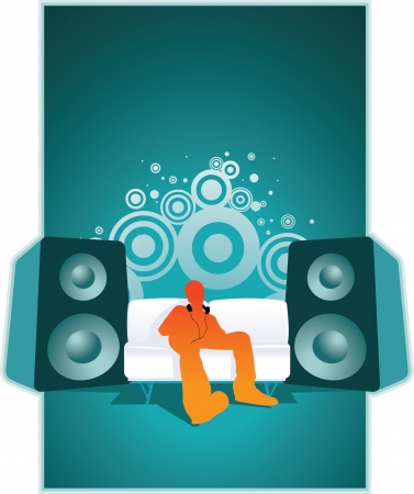 Listen to the music illustration のイラスト素材