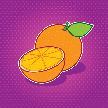 Fresh orange on dotted background のイラスト素材