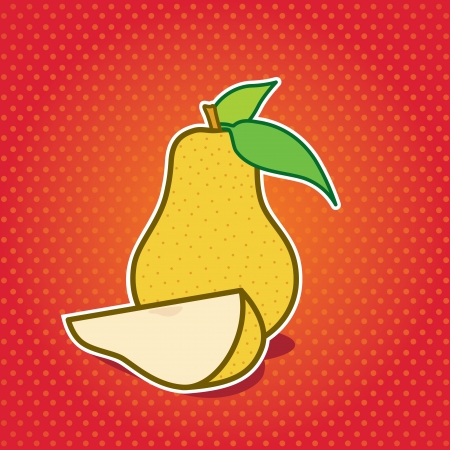 Fresh pear on dotted background のイラスト素材