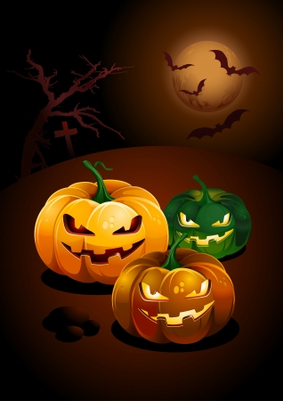 Three scary pumpkins  illustration  のイラスト素材