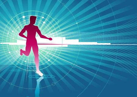 Runner silhouette on abstract background のイラスト素材