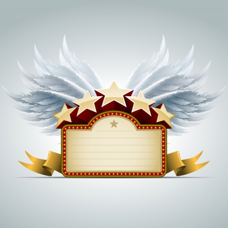 Winged star show banner. All elements are layered separately in vector file. Easy editable.のイラスト素材