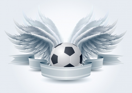 Highly detailed wings and soccer ball banner illustrationのイラスト素材