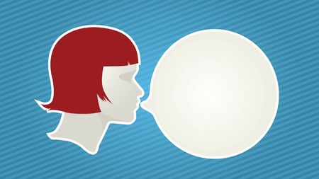 speaking girl  vector illustration  easy editable separated layers in vector file のイラスト素材