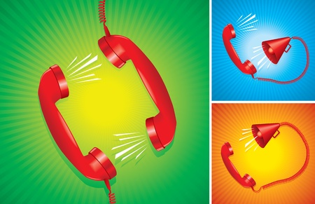 phone handset and megaphone  vicious circle  Three different alternatives のイラスト素材