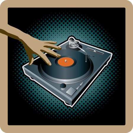 Hand on turntable  Vector illustration のイラスト素材