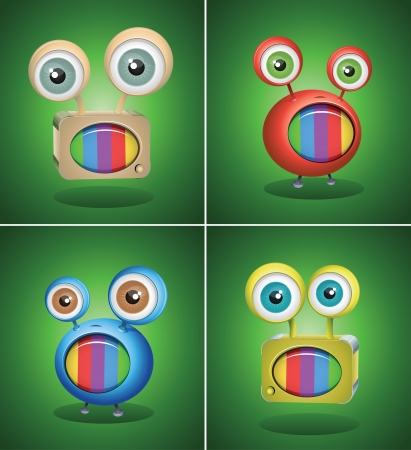 retro TV things on white background  Vector character design のイラスト素材
