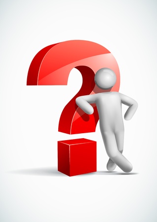 3d man leaning question mark symbolのイラスト素材