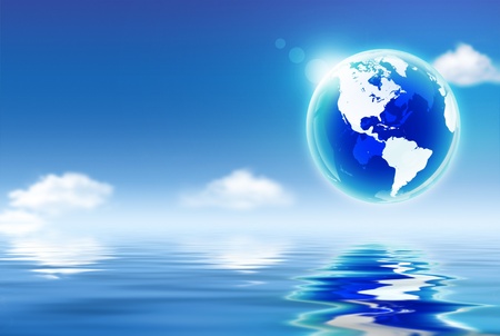 world and water. digitally generated illustration.