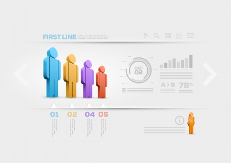 Vector people infographic design template  Elements are layered separately in vector file のイラスト素材