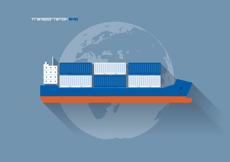 Vector flat transportation concept icon illustration  Cargo Shipのイラスト素材