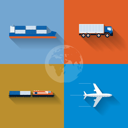 Vector flat transportation concept illustration  Icon set のイラスト素材