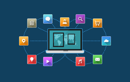 Flat design vector illustration of global connection concept のイラスト素材