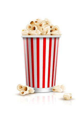 Popcorn box  Detailed vector illustration  Isolated on white background のイラスト素材