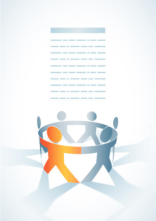 Vector togetherness concept illustration. People symbol chain. Elements are layered separately in vector file.のイラスト素材