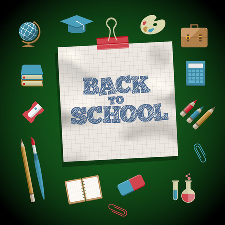 Vector Flat Education and School Supplies Icon Set  のイラスト素材