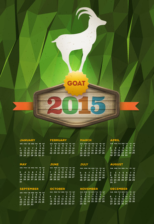 Year of the Goat 2015 calendar  Vector design template  Elements are layered separately のイラスト素材