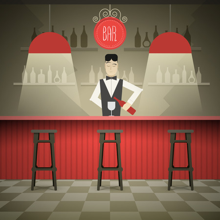 Barman in the bar vector illustration.のイラスト素材