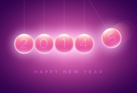 Newtons cradle balls replaced with 4 to 5 (2014 to 2015). New year greeting card design. Elements are layered separately in vector file.のイラスト素材