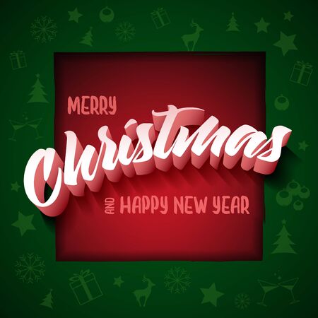 Vector Christmas and new year greeting card design.のイラスト素材