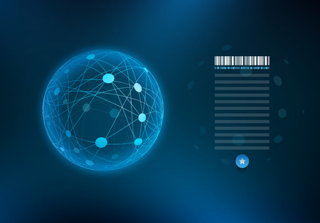 Infographic sphere with connected dots and lines. Elements are layered separately in vector file.のイラスト素材