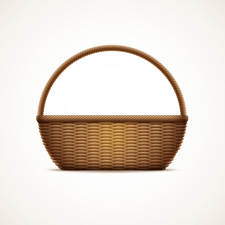 Vector illustration of realistic wicker basket. Elements are layered separately in vector file. CMYK color mode, print ready.のイラスト素材