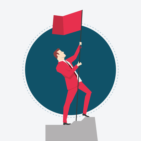 Businessman in red suit. Victory. Flat style vector illustration.のイラスト素材