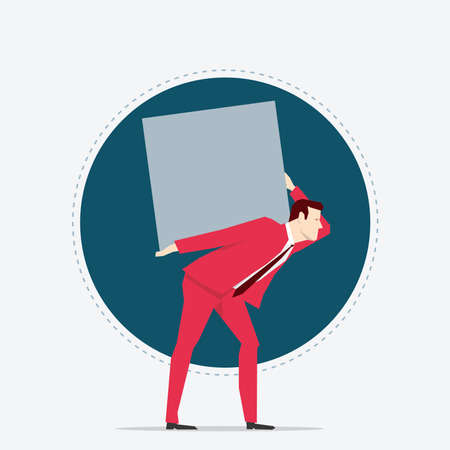 Businessman in red suit. Carrying. Flat style vector illustration.のイラスト素材