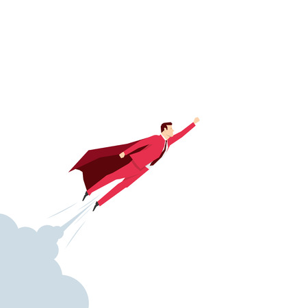 Red suit businessman. Super hero. Vector concept illustration.のイラスト素材