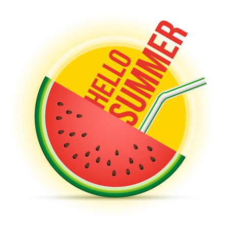 Vector summer concept illustration. Sun and watermelon.