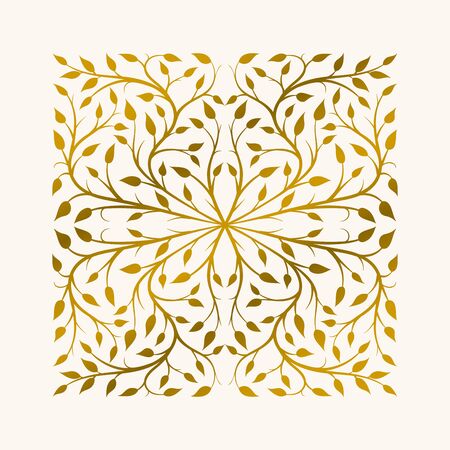 Vector hand drawn frame. Border is made with seamless pattern with leaves.のイラスト素材