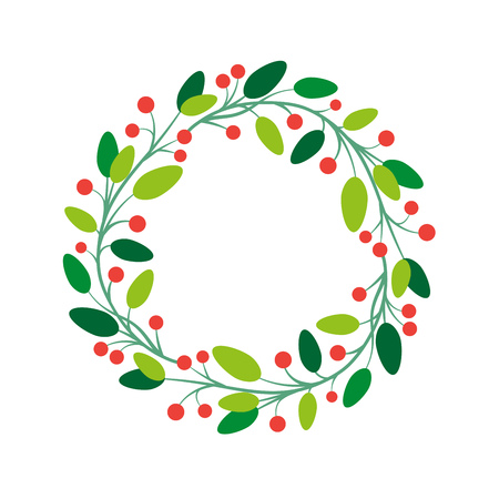 simple round fresh floral frame design.のイラスト素材